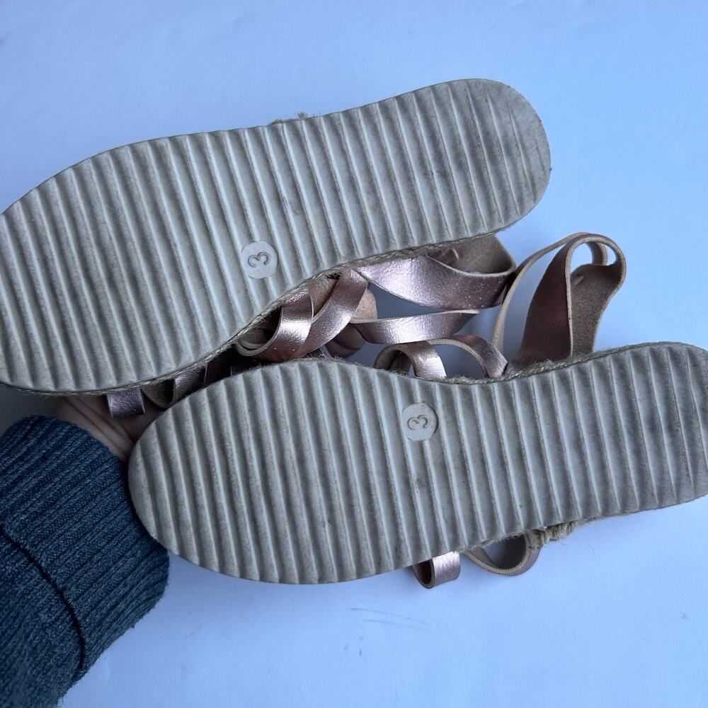 Steve Madden Jemelli Rose Gold Espadrille Gladiator Sandals - Picture 6 of 7